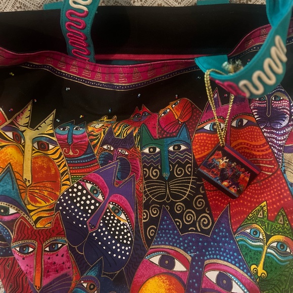 Laurel Burch - Fantasticats - Cat Canvas Tote Bag - Excellent Condition - Picture 7 of 8